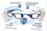 safety glasses with clear side shields for dust protection and flying particle resistance