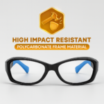 safety spectacle frame with high-impact resistant polycarbonate material for industrial eye protection