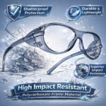 prescription safety glasses frame with high-impact resistant polycarbonate material for industrial eye protection