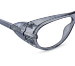 prescription safety glasses frame with impact resistant lenses and protective side shields against flying particles and dust