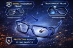 Model F94 prescription safety eyeglasses frame with high-impact resistant polycarbonate material for industrial eye protection