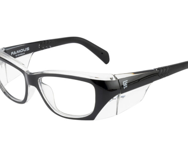 prescription safety eyeglasses frame with side shield protection, impact resistant lenses, anti-dust debris protection and comfort fit for industrial eye safety
