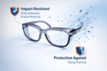 prescription safety glasses frame with side shield protection, impact resistant lenses, anti-dust debris protection and comfort fit for industrial eye safety