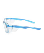 prescription safety spectacle with clear side shields for dust protection and flying particle resistance