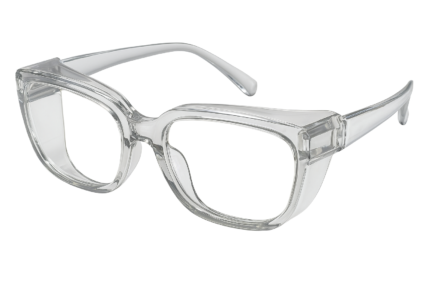 protective safety eyewear with dust protection and impact resistant lenses against flying particles