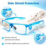 safety spectacle frame with side shield protection for industrial eye safety and flying particle protection