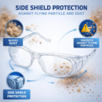 safety glasses frame with side shield protection for industrial eye safety and flying particle protection