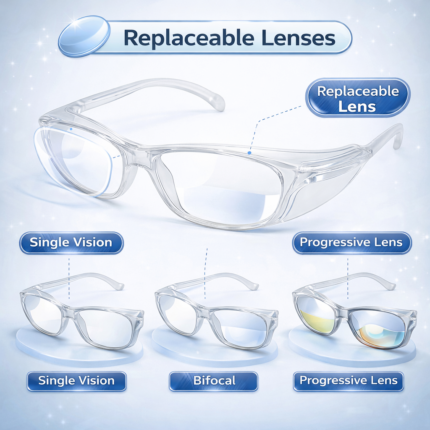 safety glasses frame with side shield protection for industrial eye safety and flying particle protection