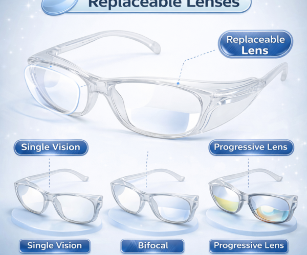 safety glasses frame with side shield protection for industrial eye safety and flying particle protection