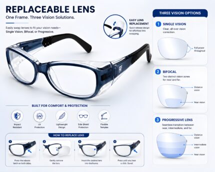safety glasses frame replaceable lens